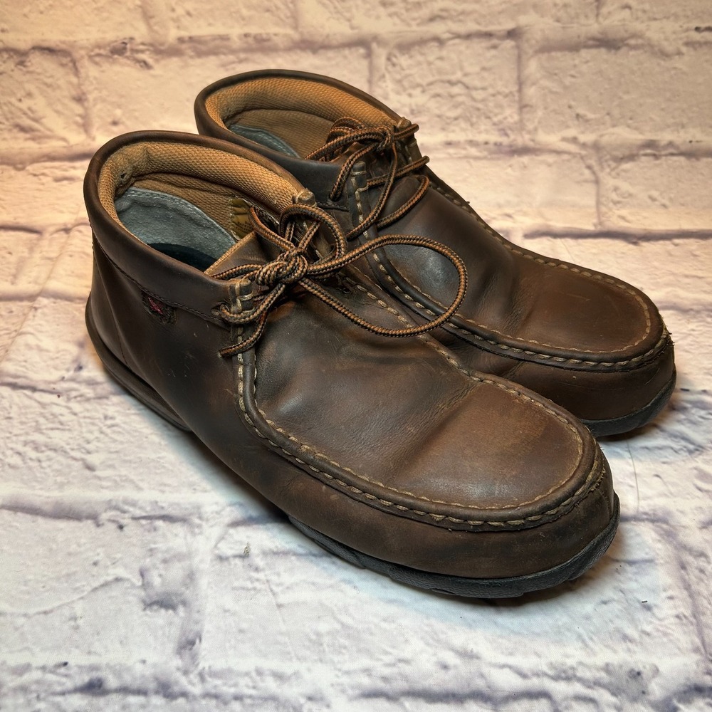 Twisted X Men's Work Steel Toe Chukka Driving Moc Boots 8.5 M Brown Leather